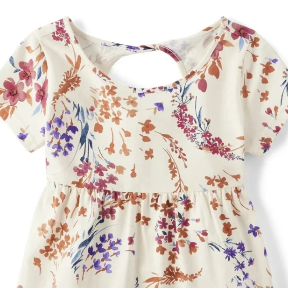 The Children’s Place Girls Floral Print Tiered Flutter Dress Size Large NWT